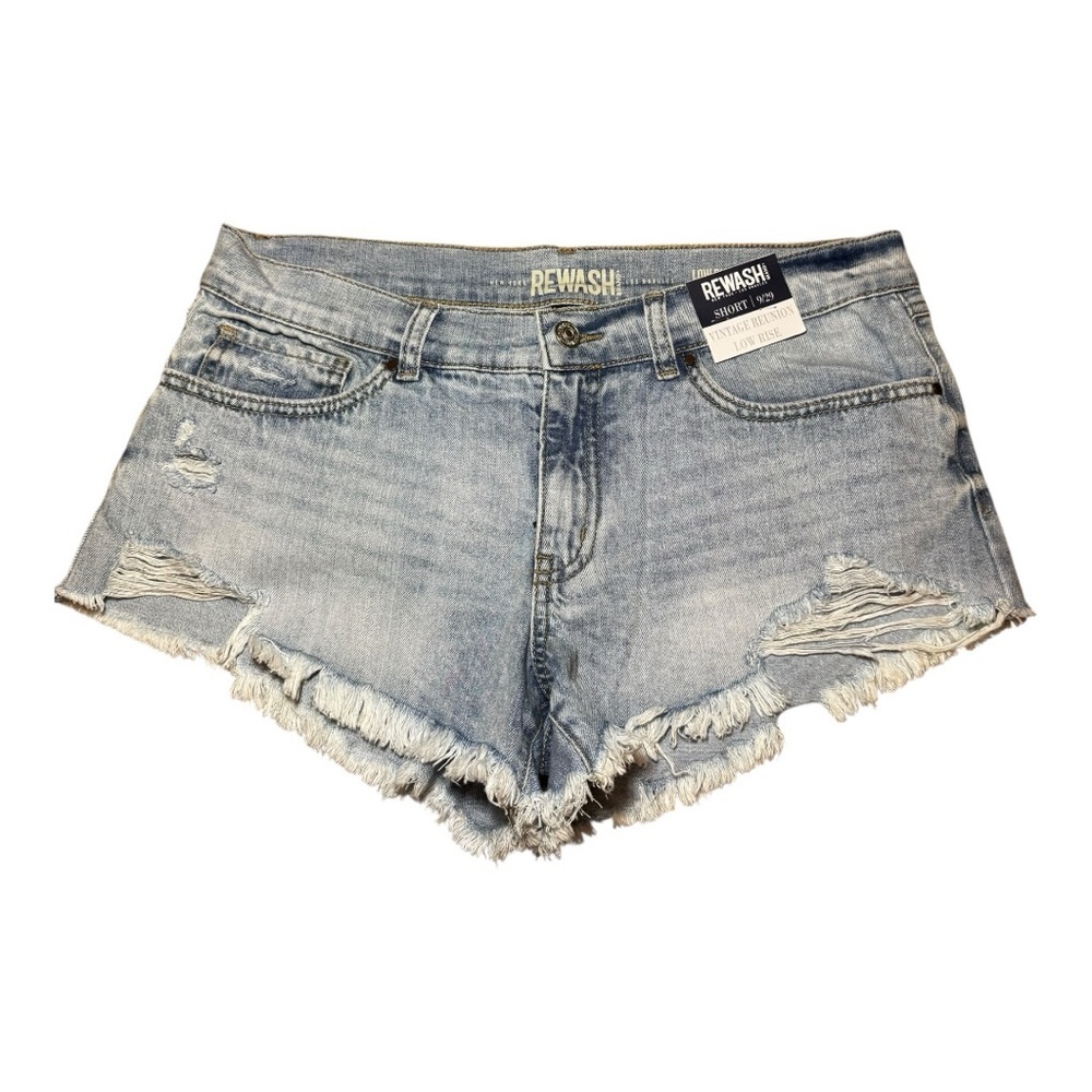 REWASH Light Blue Distressed Vintage Reunion Low Rise Denim Shorts 9/29 NWT